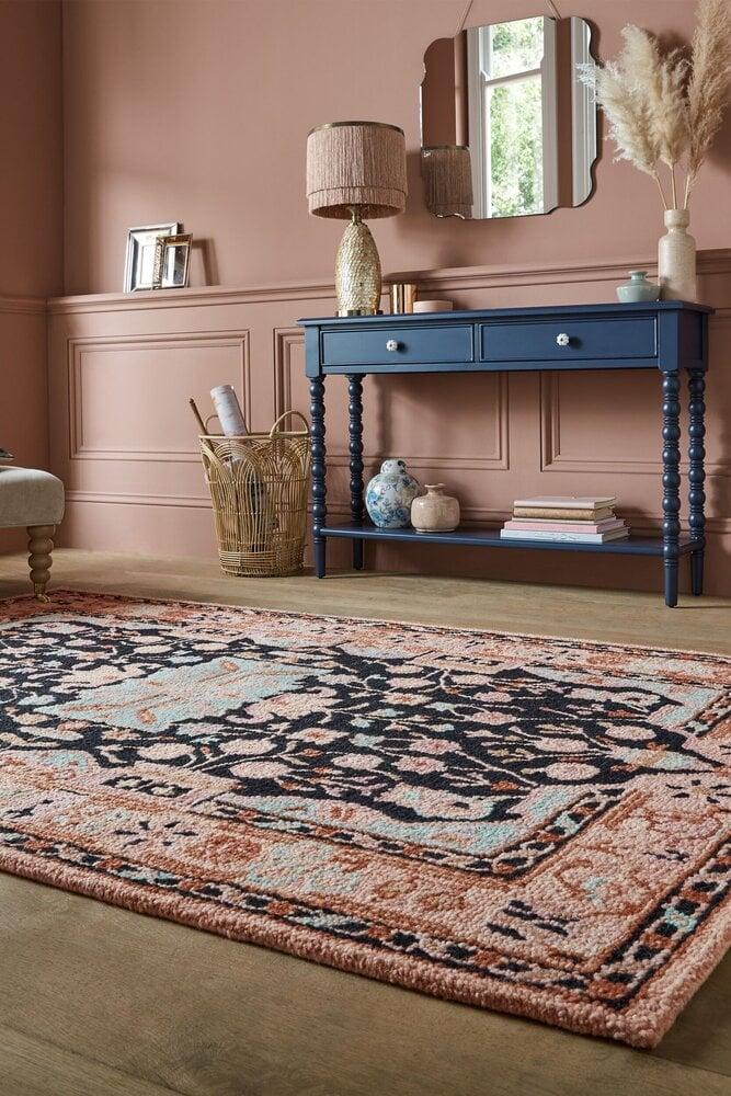 Flycarpets Laagpolig Vloerkleed Blossom - Klassiek - Roze / Zwart