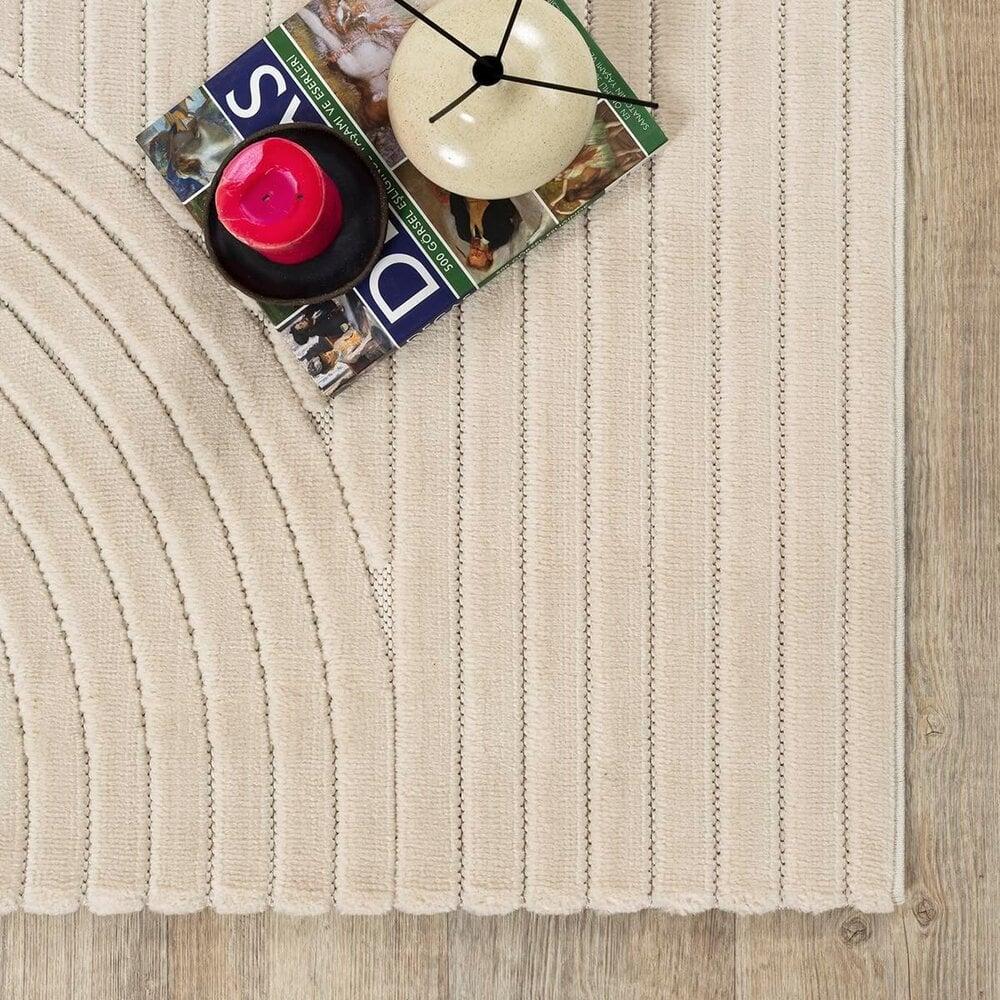 Flycarpets Laagpolig Vloerkleed Delia - Japandi Halve Cirkels - Beige