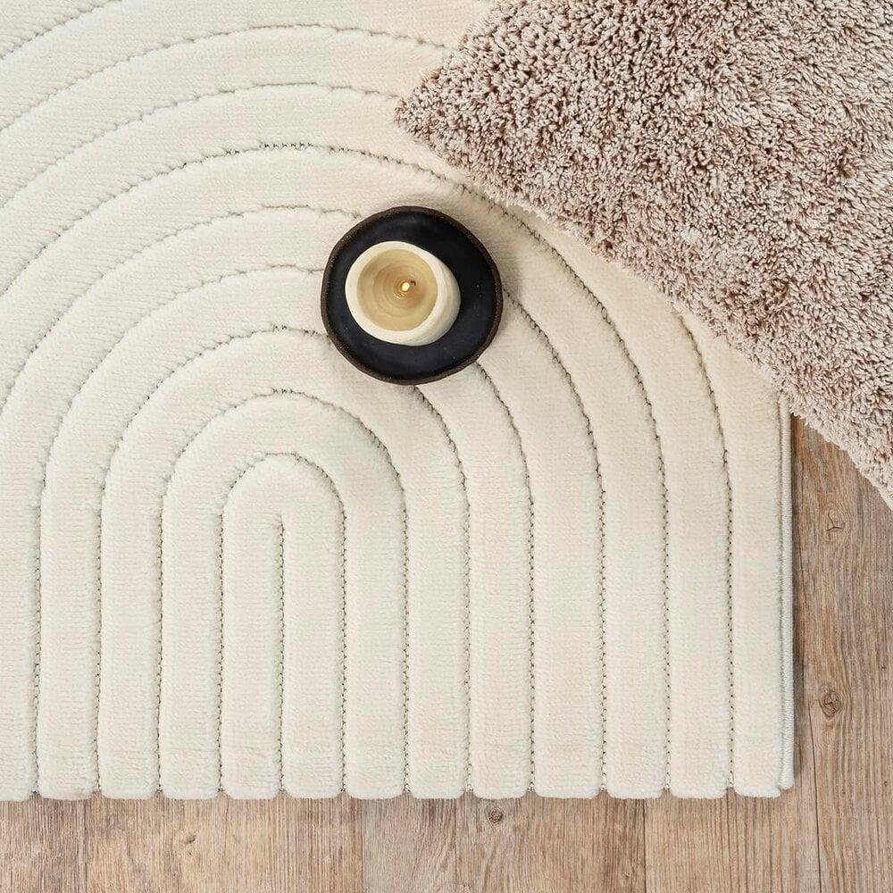 Flycarpets Laagpolig Vloerkleed Delia - Japandi Halve Cirkels - Creme