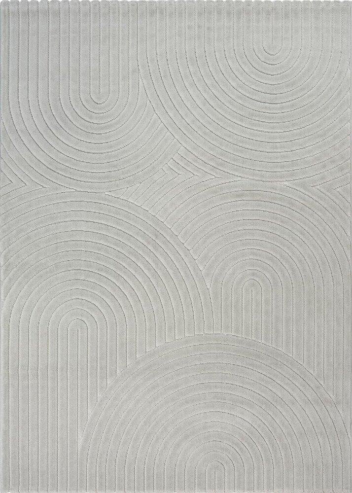 Flycarpets Laagpolig Vloerkleed Delia - Japandi Halve Cirkels - Grijs