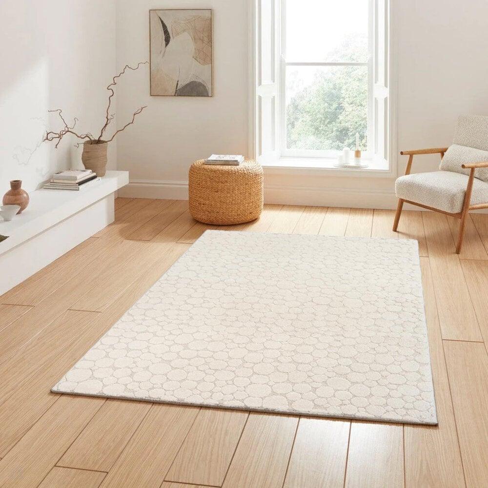 Flycarpets Laagpolig Vloerkleed Theora - Japandi Bubbelpatroon - Creme