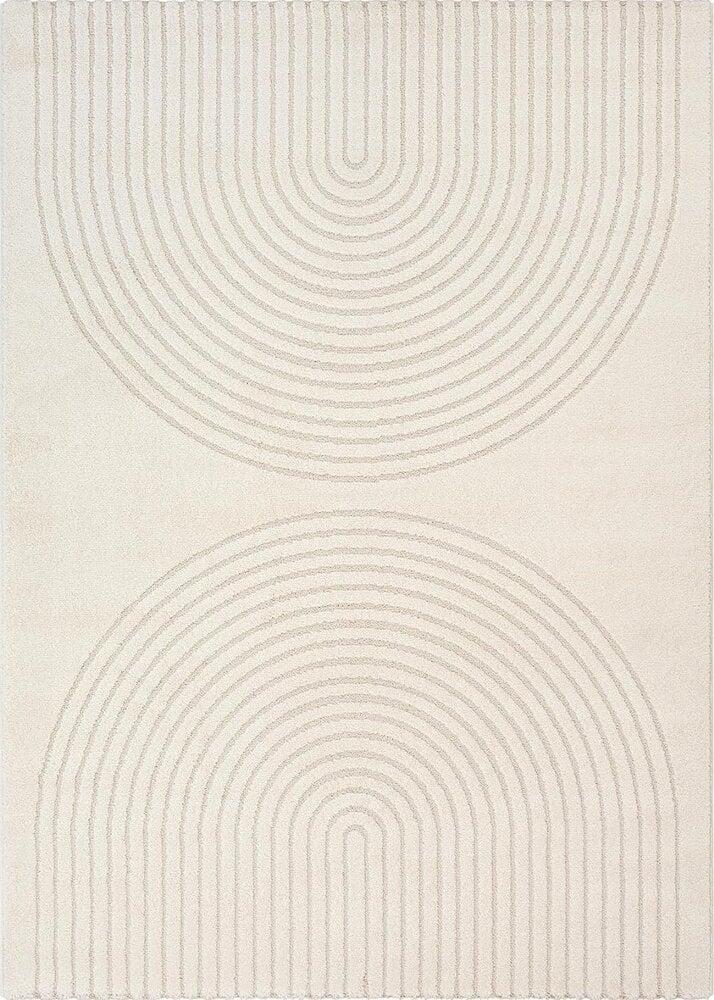 Flycarpets Laagpolig Vloerkleed Theora - Japandi Halve Cirkels - Creme