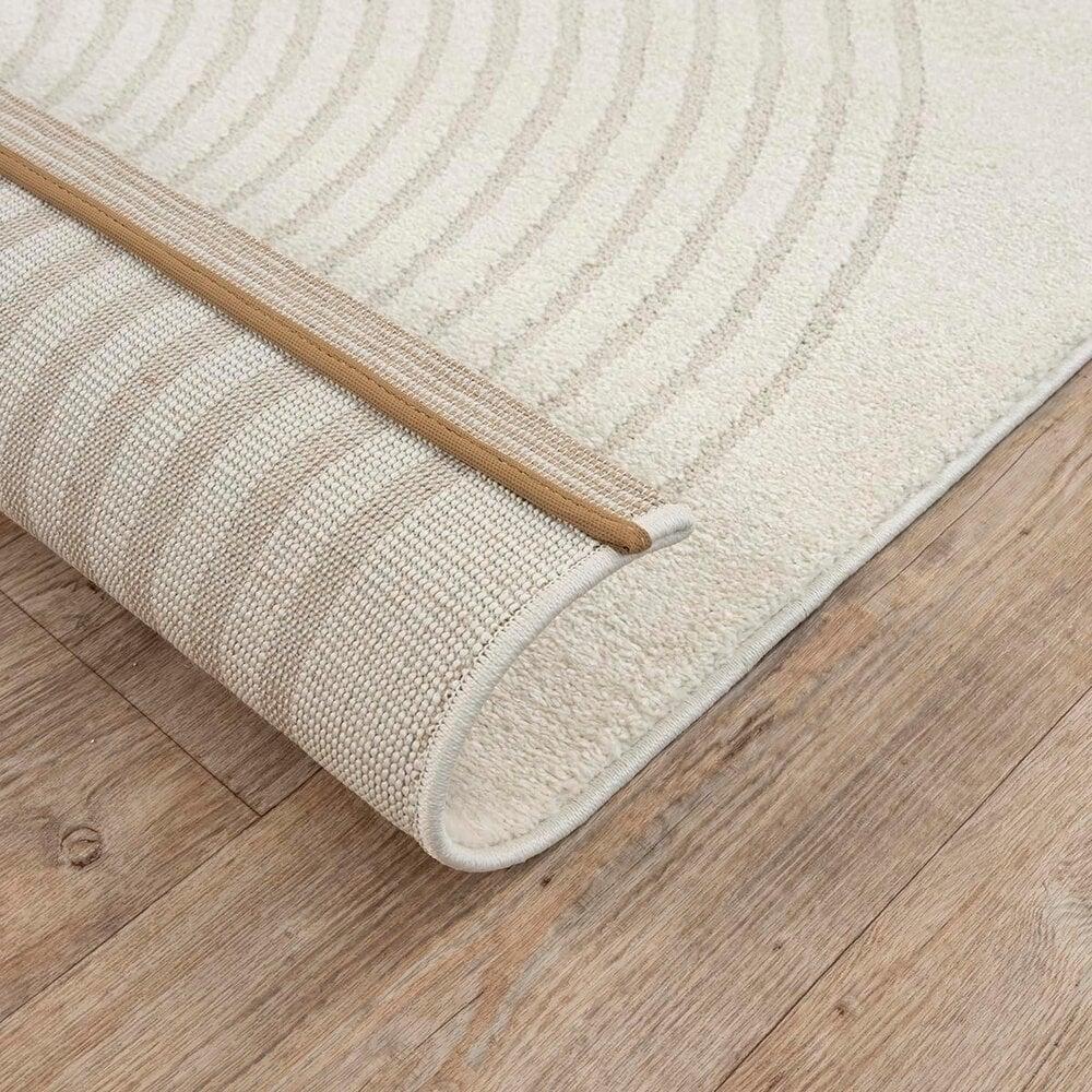 Flycarpets Laagpolig Vloerkleed Theora - Japandi Halve Cirkels - Creme