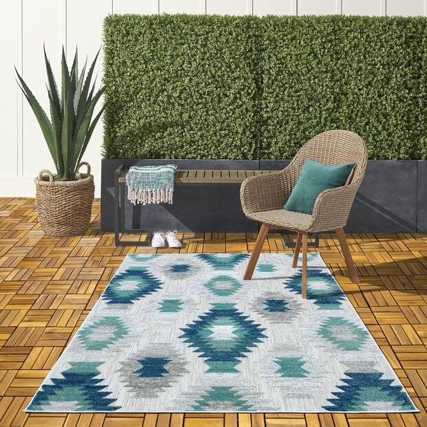 flycarpets Lilah Indoor & Outdoor Blauw vloerkleed - Boho