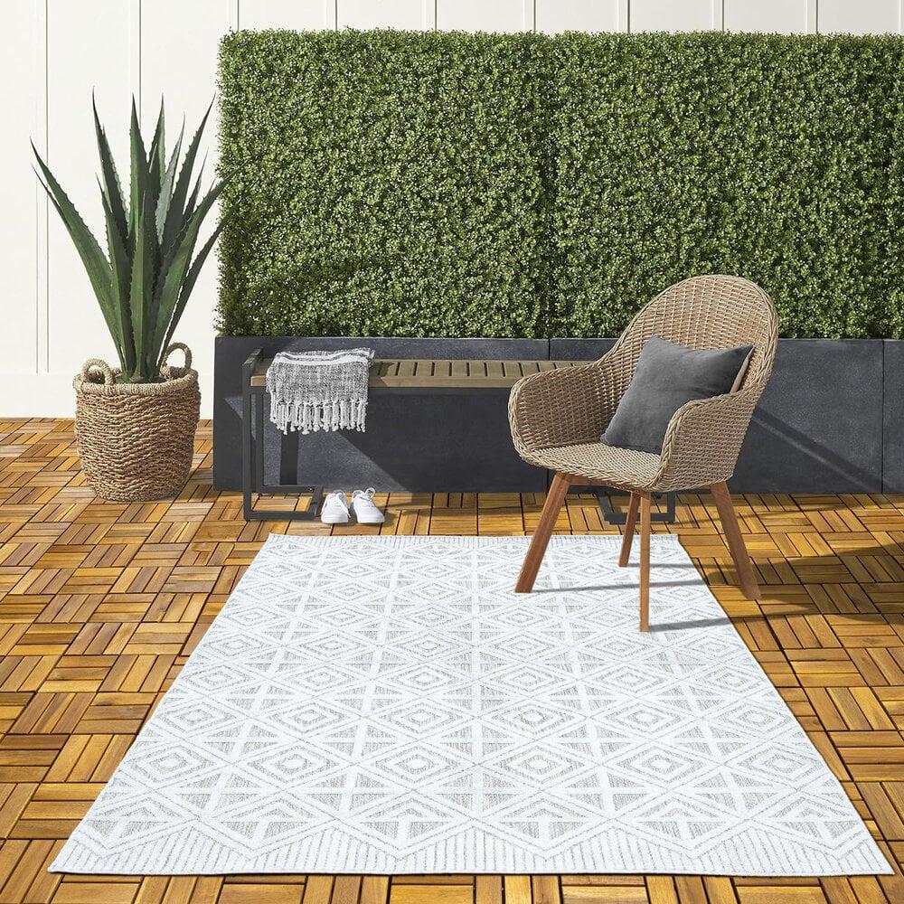 Flycarpets Lilah Indoor & Outdoor Grijs Vloerkleed - Geruit