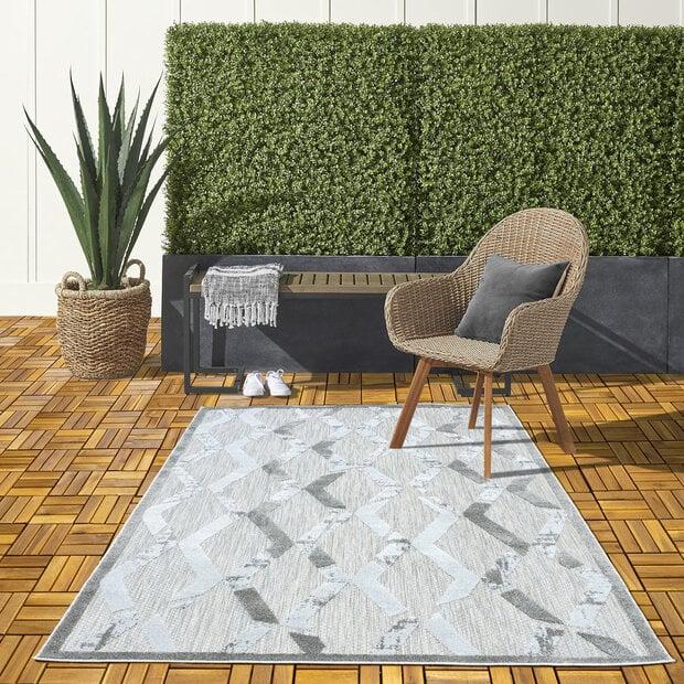 flycarpets Lilah Indoor & Outdoor Grijs vloerkleed - Geruit