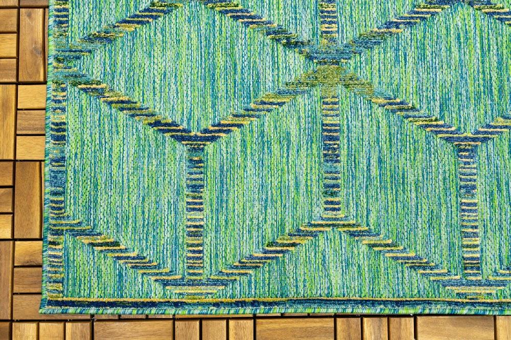 Flycarpets Lilah Indoor & Outdoor Groen Vloerkleed - 3D Blok