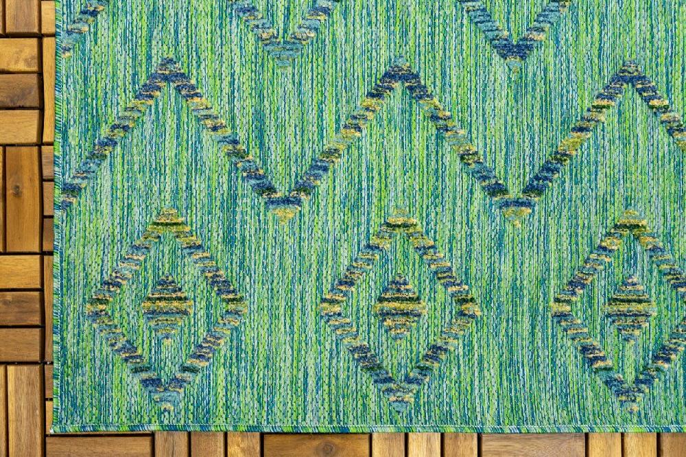 Flycarpets Lilah Indoor & Outdoor Groen Vloerkleed - Geruit