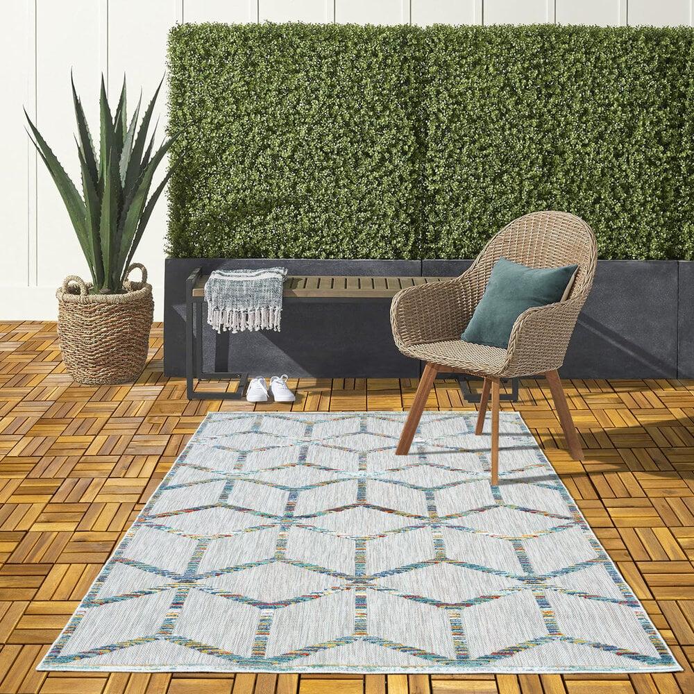 Flycarpets Lilah Indoor & Outdoor Multi Vloerkleed - 3D Blok