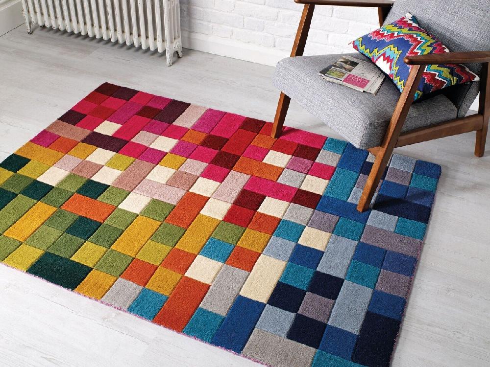Flycarpets Lucea Vloerkleed - Laagpolig - 100% Wol - Geblokt Modern - Multi