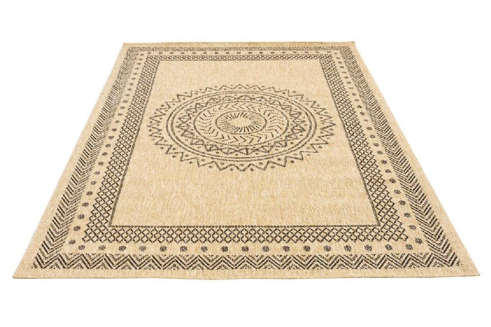 Flycarpets Lucia Naturel Sisal Beige / Zwart Vloerkleed - Buitenkleed Voor Binnen & Buiten