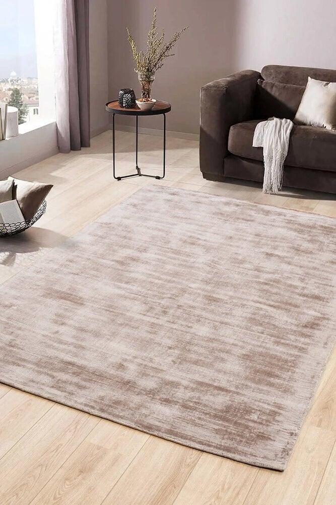 Flycarpets Lumbini Effen Viscose Taupe Vloerkleed - Handgeweven
