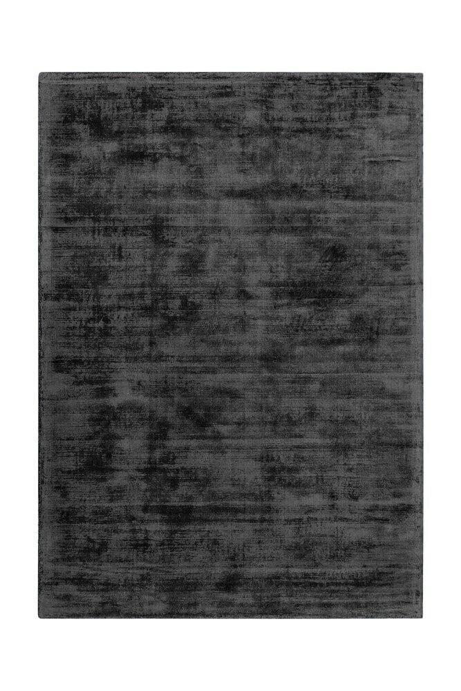 Flycarpets Lumbini Effen Viscose Zwart Vloerkleed - Handgeweven