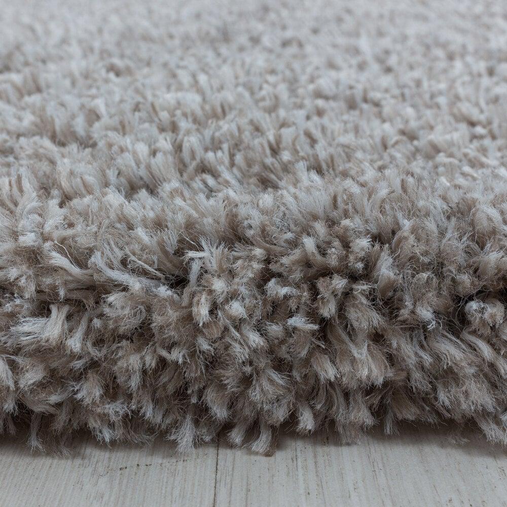 Flycarpets Luna Hoogpolig Effen Beige Vloerkleed - Rond