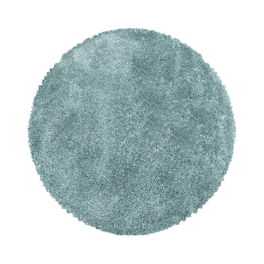 Flycarpets Luna Hoogpolig Effen Blauw Vloerkleed - Rond