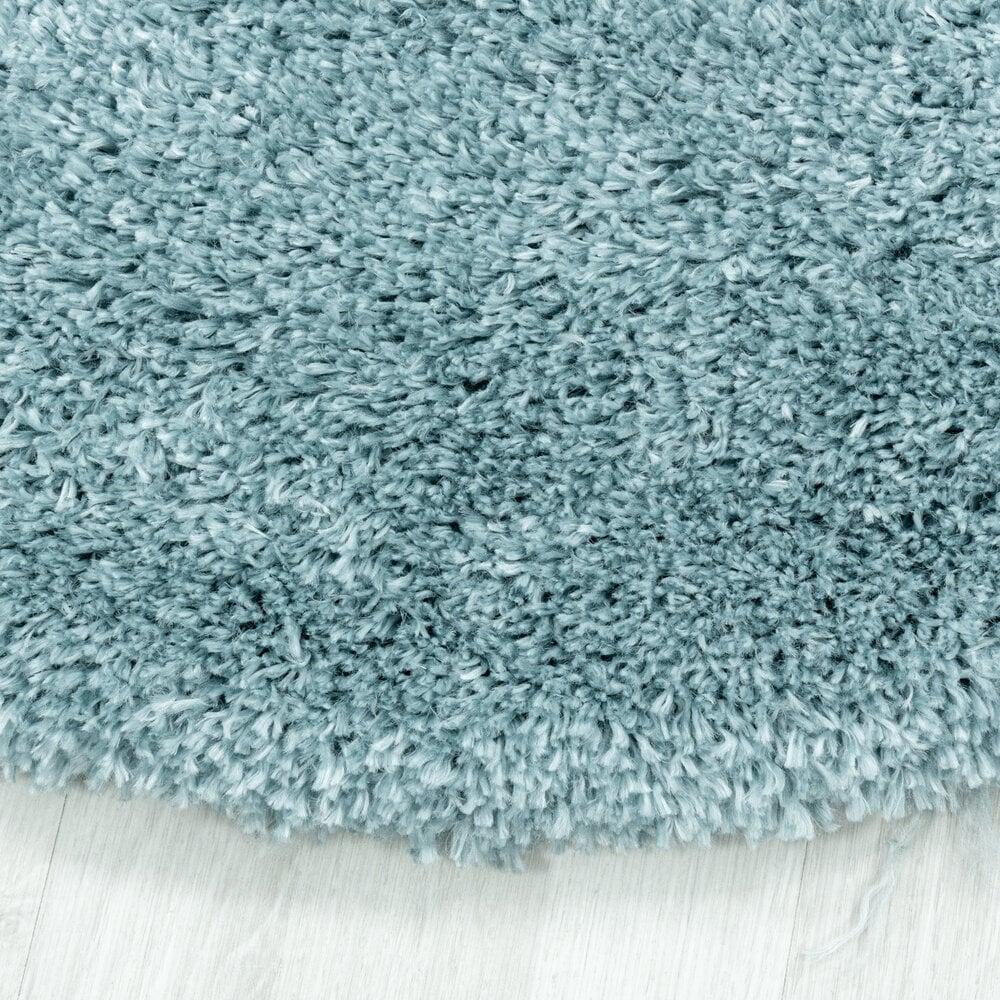 Flycarpets Luna Hoogpolig Effen Blauw Vloerkleed - Rond
