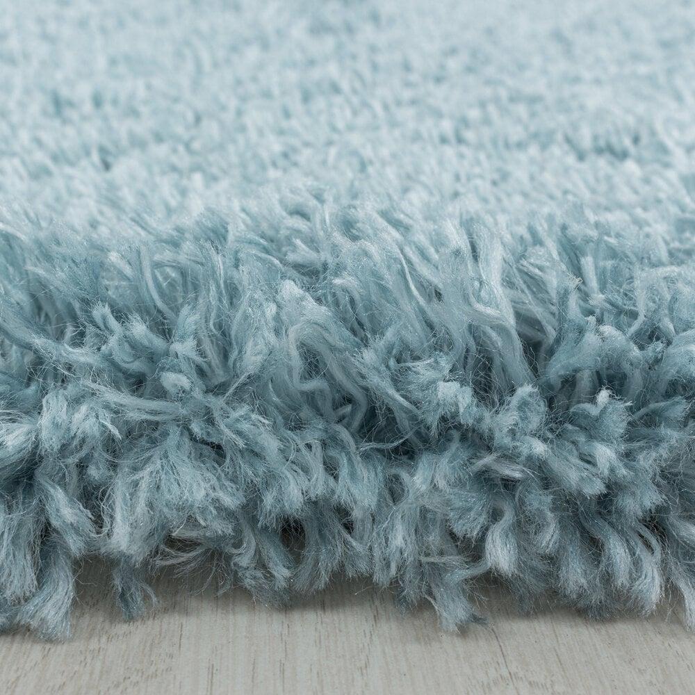 Flycarpets Luna Hoogpolig Effen Blauw Vloerkleed - Rond
