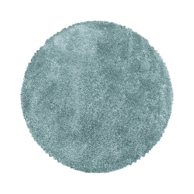flycarpets Luna Hoogpolig Effen Blauw vloerkleed - Rond