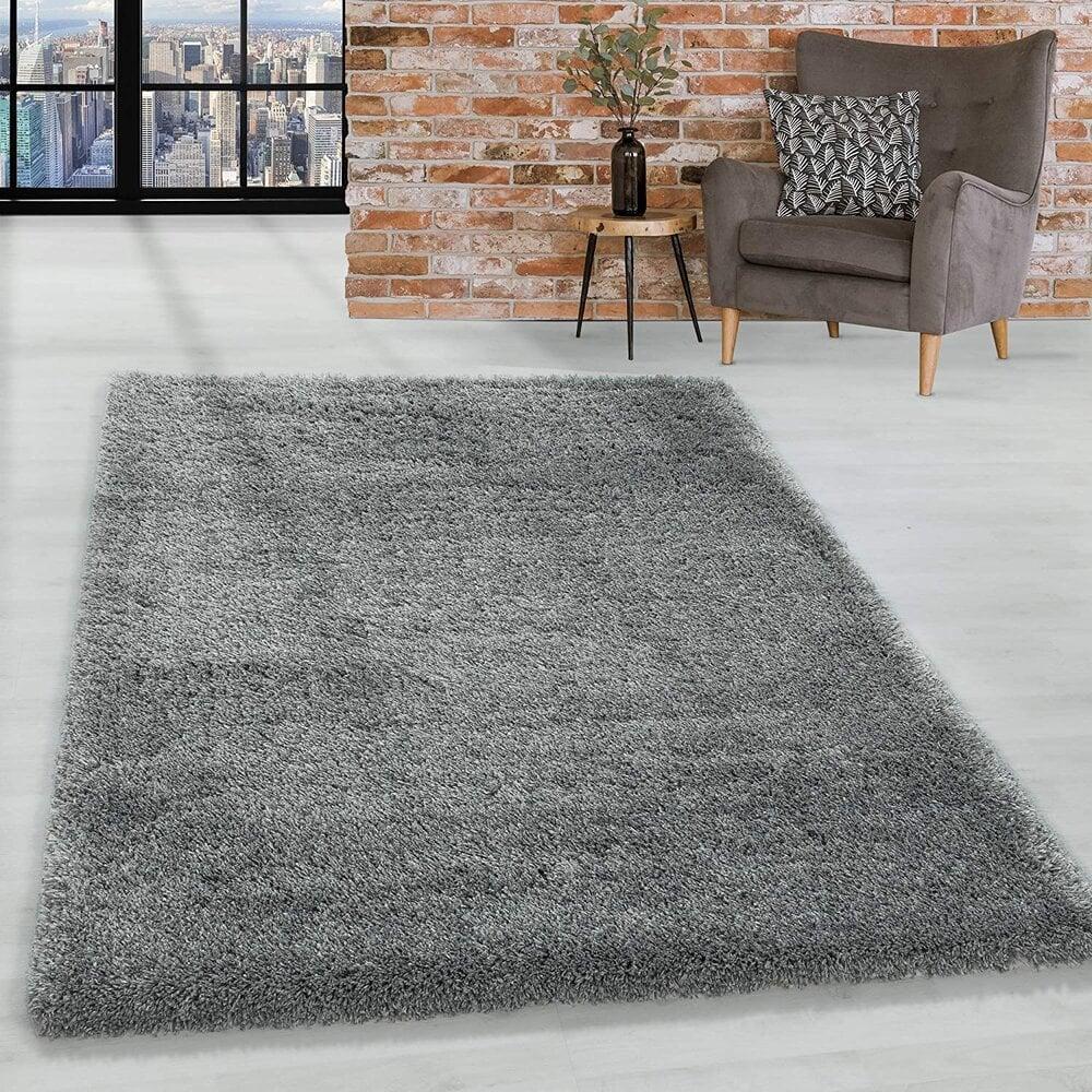 Flycarpets Luna Hoogpolig Lichtgrijs Vloerkleed - Geo