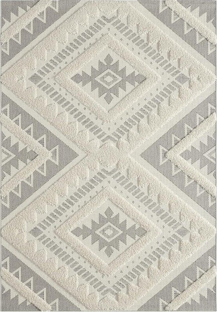 Flycarpets Mallorca Indoor & Outdoor Crème / Grijs Vloerkleed - 3D Effect