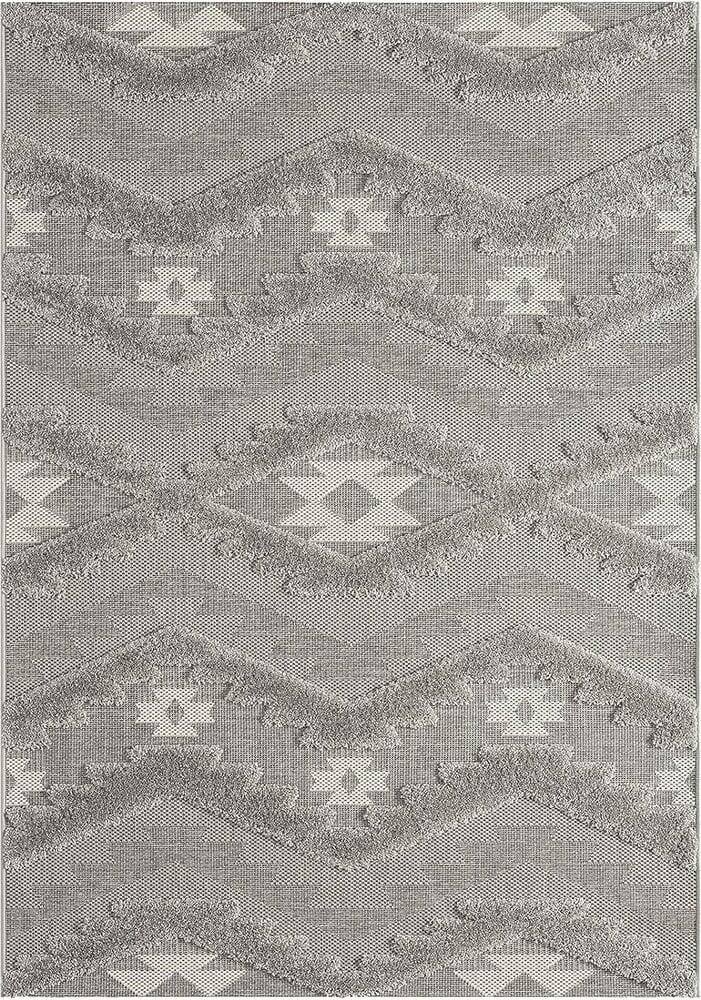 Flycarpets Mallorca Indoor & Outdoor Grijs Vloerkleed - 3D Effect