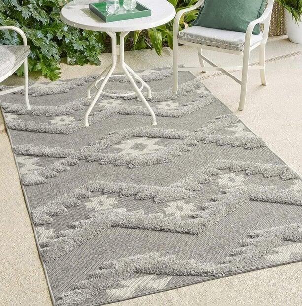 flycarpets Mallorca Indoor & Outdoor Grijs vloerkleed - 3D Effect