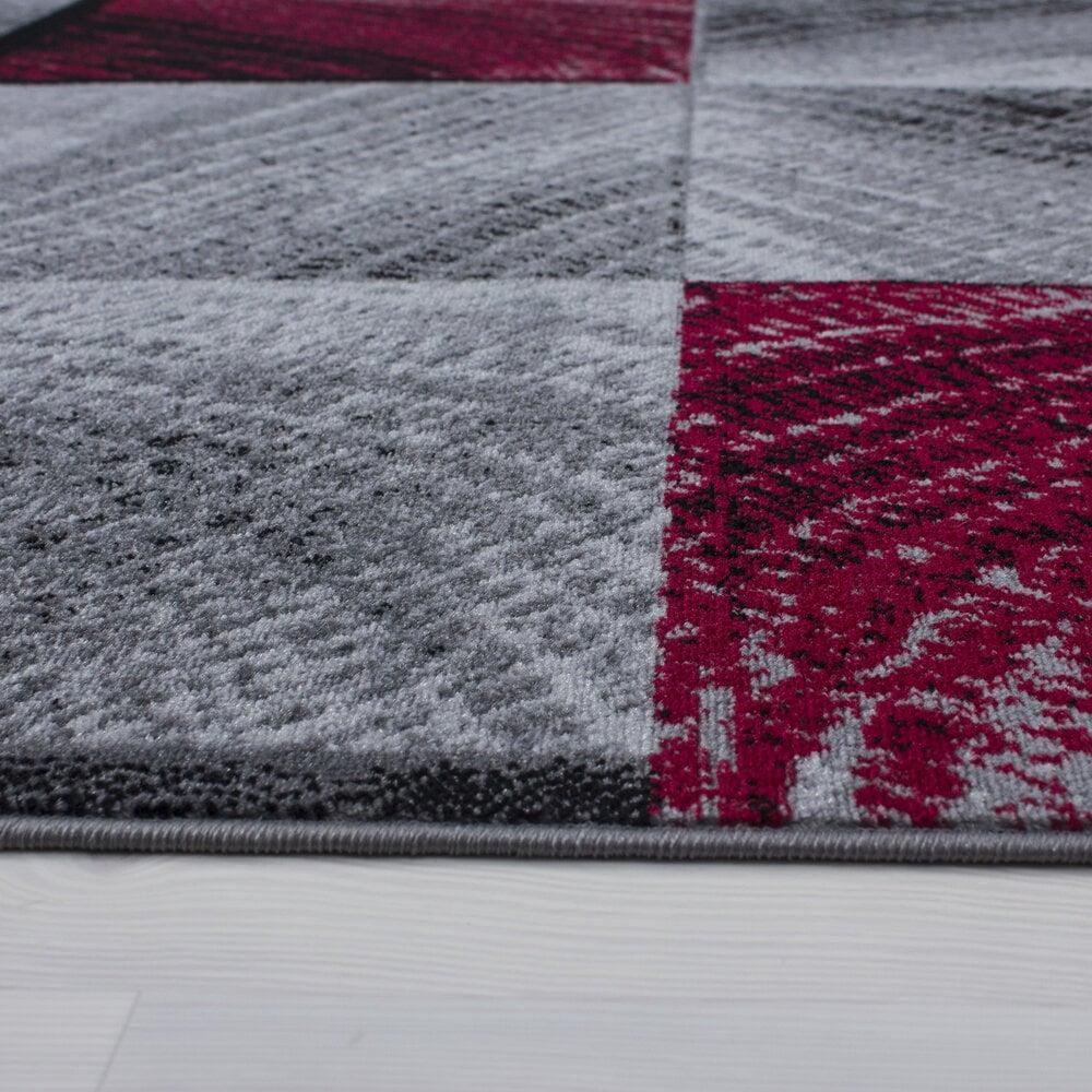 Flycarpets Marlon Modern Rood / Grijs Vloerkleed - Geblokt