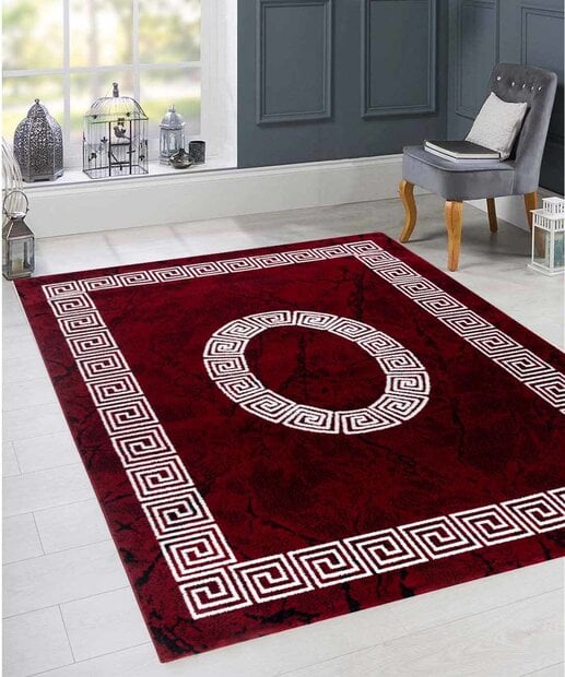 flycarpets Marlon Modern Rood vloerkleed - Grieks Motief