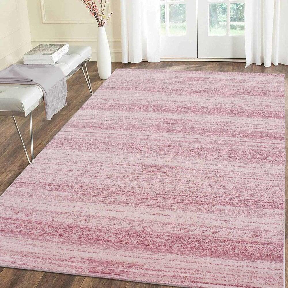 Flycarpets Marlon Modern Roze Vloerkleed - Effen Gestreept