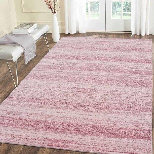 flycarpets Marlon Modern Roze vloerkleed - Effen Gestreept