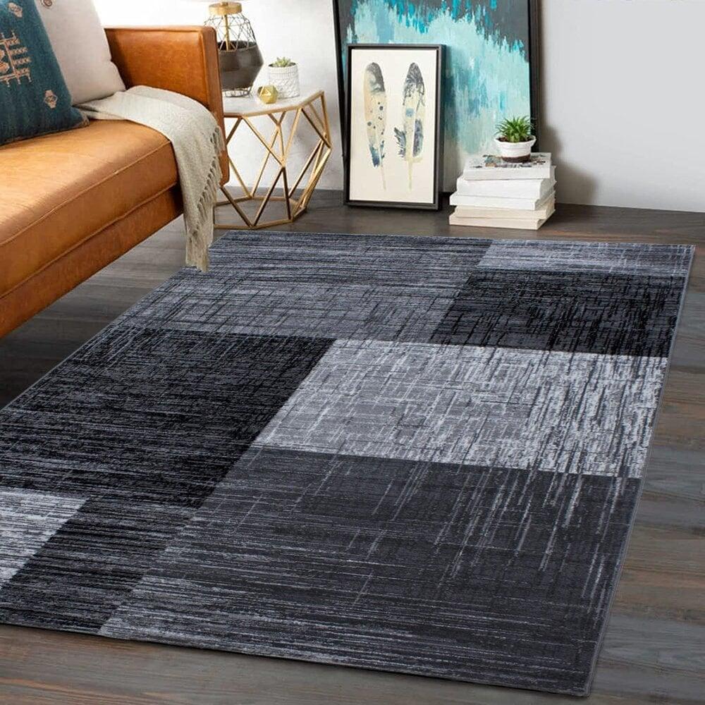 Flycarpets Marlon Modern Zwart / Grijs Vloerkleed - Geblokt