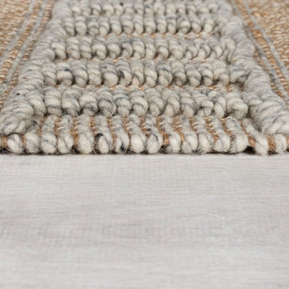 Flycarpets Medina Vloerkleed - Jute - Laagpolig Modern - Naturel / Grijs