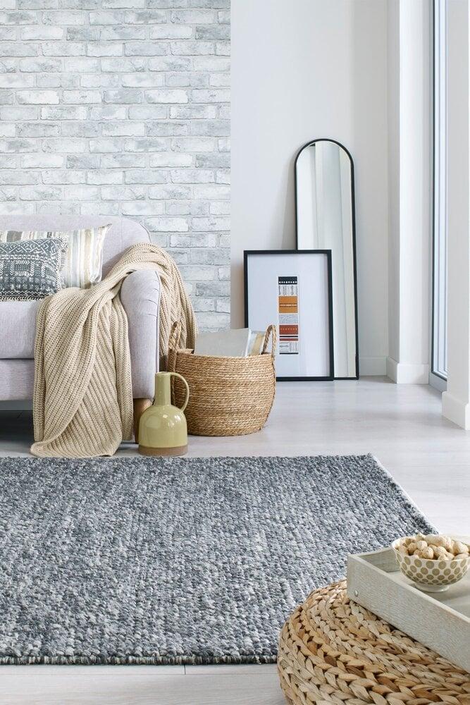 Flycarpets Minerals Uni Vloerkleed - Laagpolig - Wol - Bolletjes Modern - Grijs