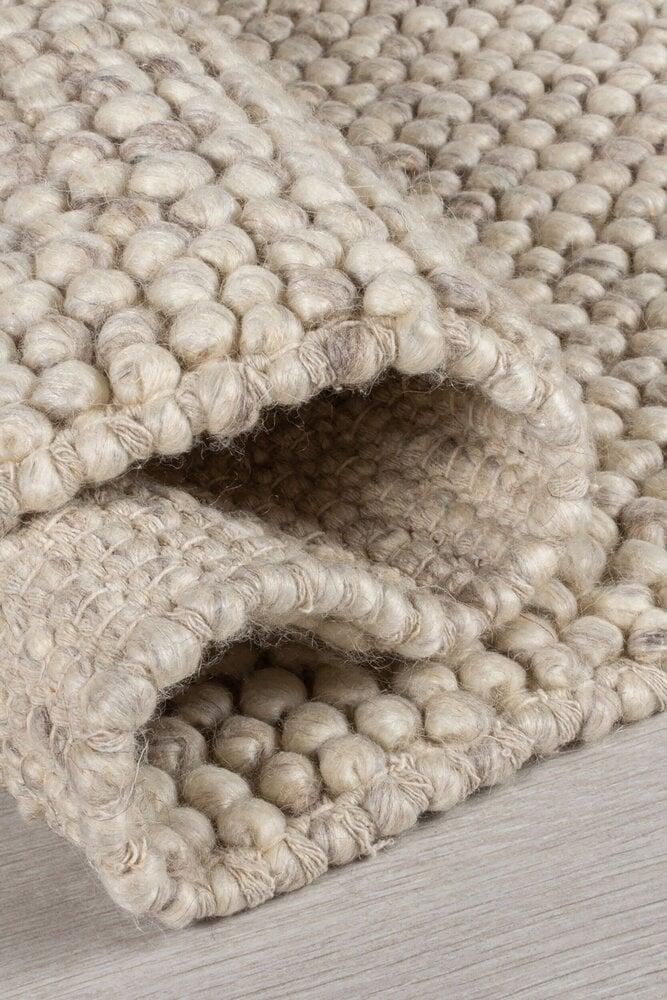 Flycarpets Minerals Uni Vloerkleed - Laagpolig - Wol - Bolletjes Modern - Naturel / Beige