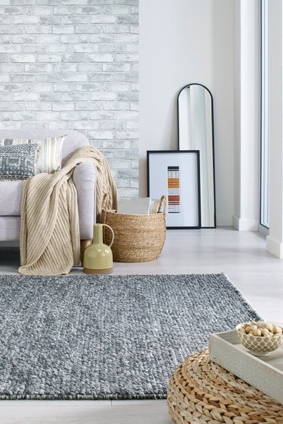 flycarpets Minerals Uni vloerkleed - Laagpolig - Wol - Bolletjes Modern - Grijs