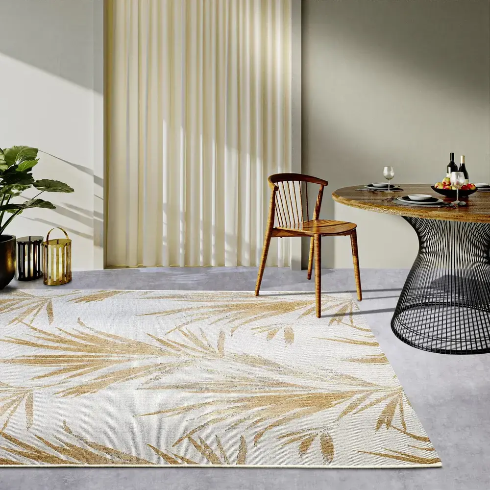 Flycarpets Modern Binnen- En Buitenkleed - Charles Crème/Goud