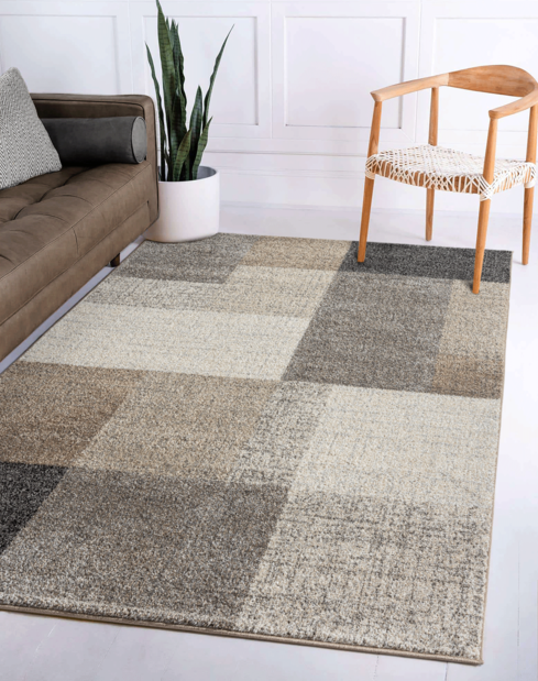 flycarpets Modern vloerkleed - Belos Cubes Beige/Grijs