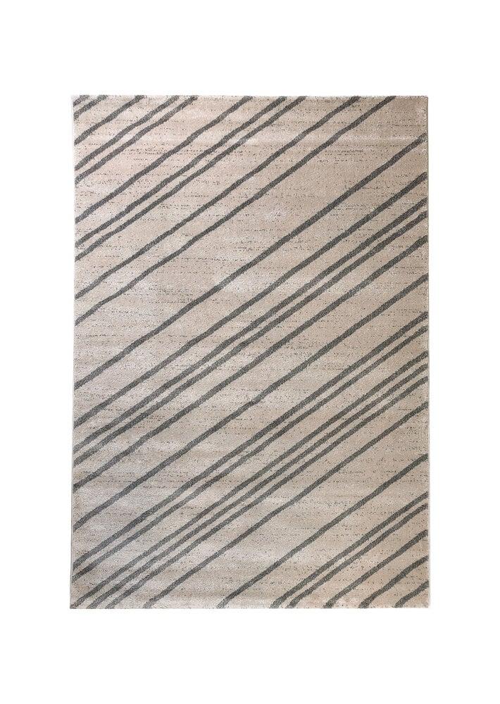 Flycarpets Modern Vloerkleed - Lima Diagonaal Gestreept Grijs / Beige