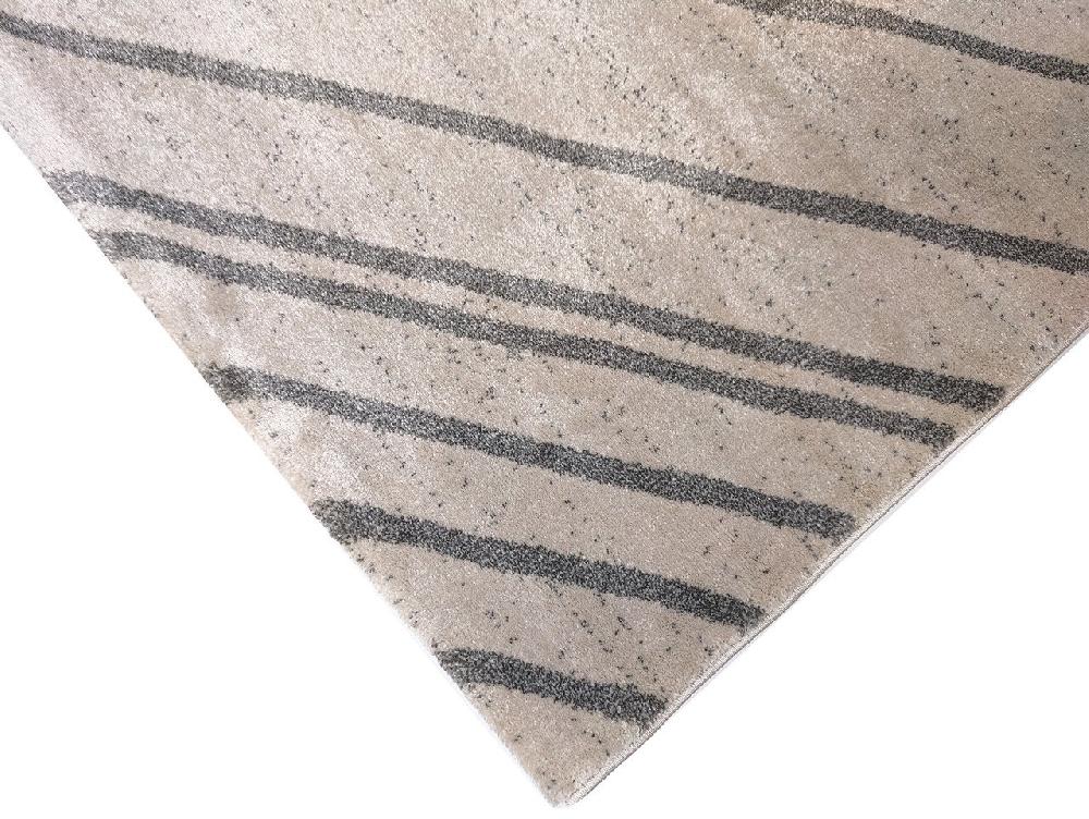 Flycarpets Modern Vloerkleed - Lima Diagonaal Gestreept Grijs / Beige