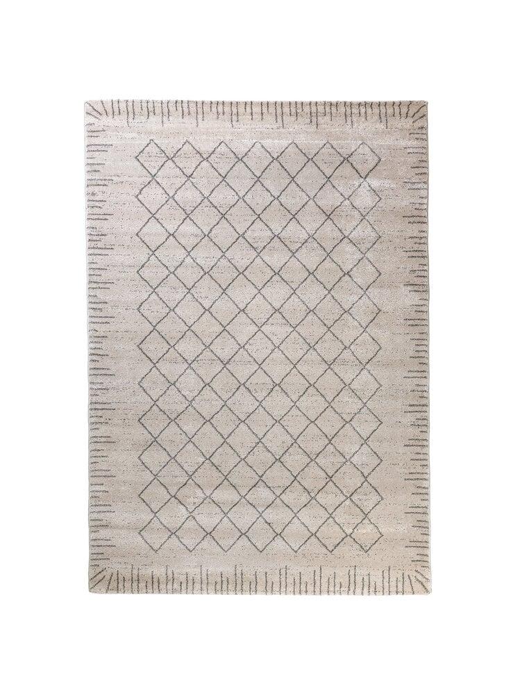 Flycarpets Modern Vloerkleed - Lima Geruit Grijs / Beige