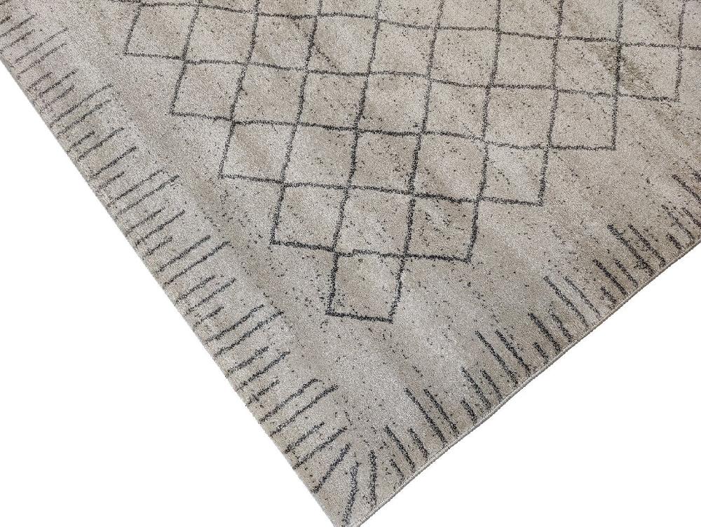 Flycarpets Modern Vloerkleed - Lima Geruit Grijs / Beige