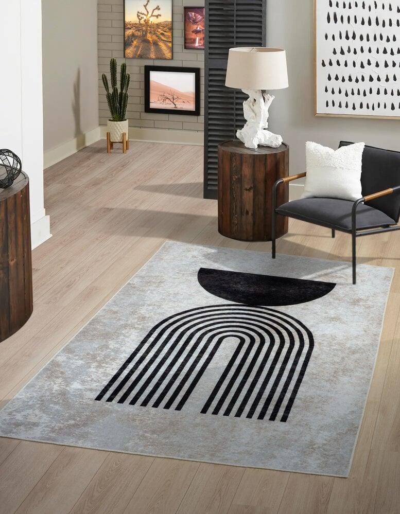 Flycarpets Modern Vloerkleed - Ruby Wasbaar - Crème / Zwart