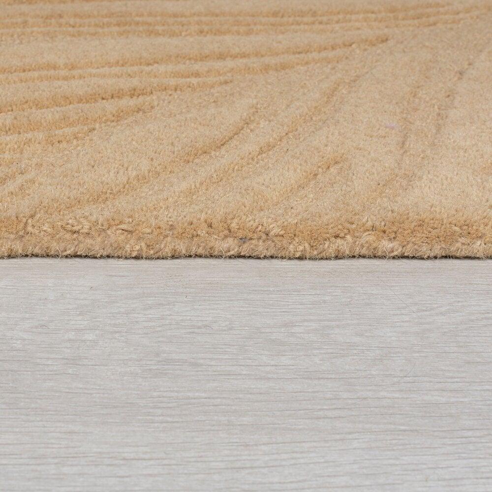 Flycarpets Modern Wollen Vloerkleed - Lino Leaf Beige
