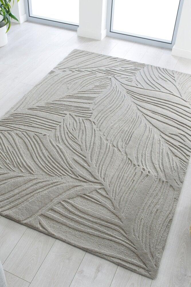 Flycarpets Modern Wollen Vloerkleed - Lino Leaf Grijs
