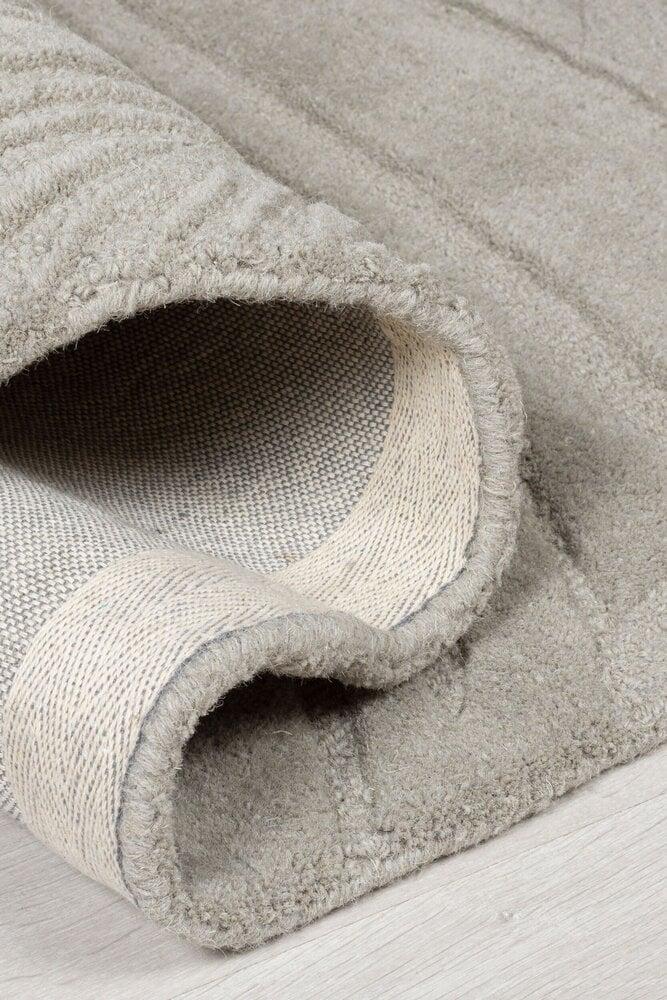 Flycarpets Modern Wollen Vloerkleed - Lino Leaf Grijs