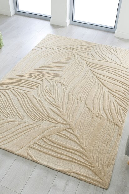 flycarpets Modern Wollen vloerkleed - Lino Leaf Naturel / Crème
