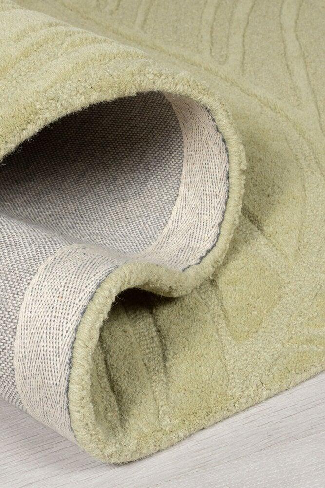 Flycarpets Modern Wollen Vloerkleed - Lino Leaf Salie Groen