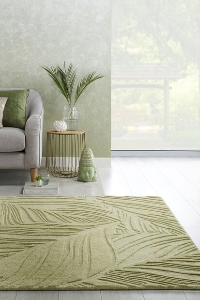 flycarpets Modern Wollen vloerkleed - Lino Leaf Salie Groen