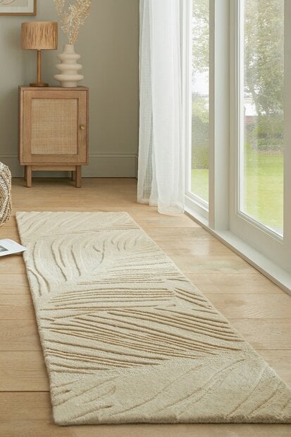 flycarpets Moderne Loper Wol - Lino Leaf Naturel / Crème