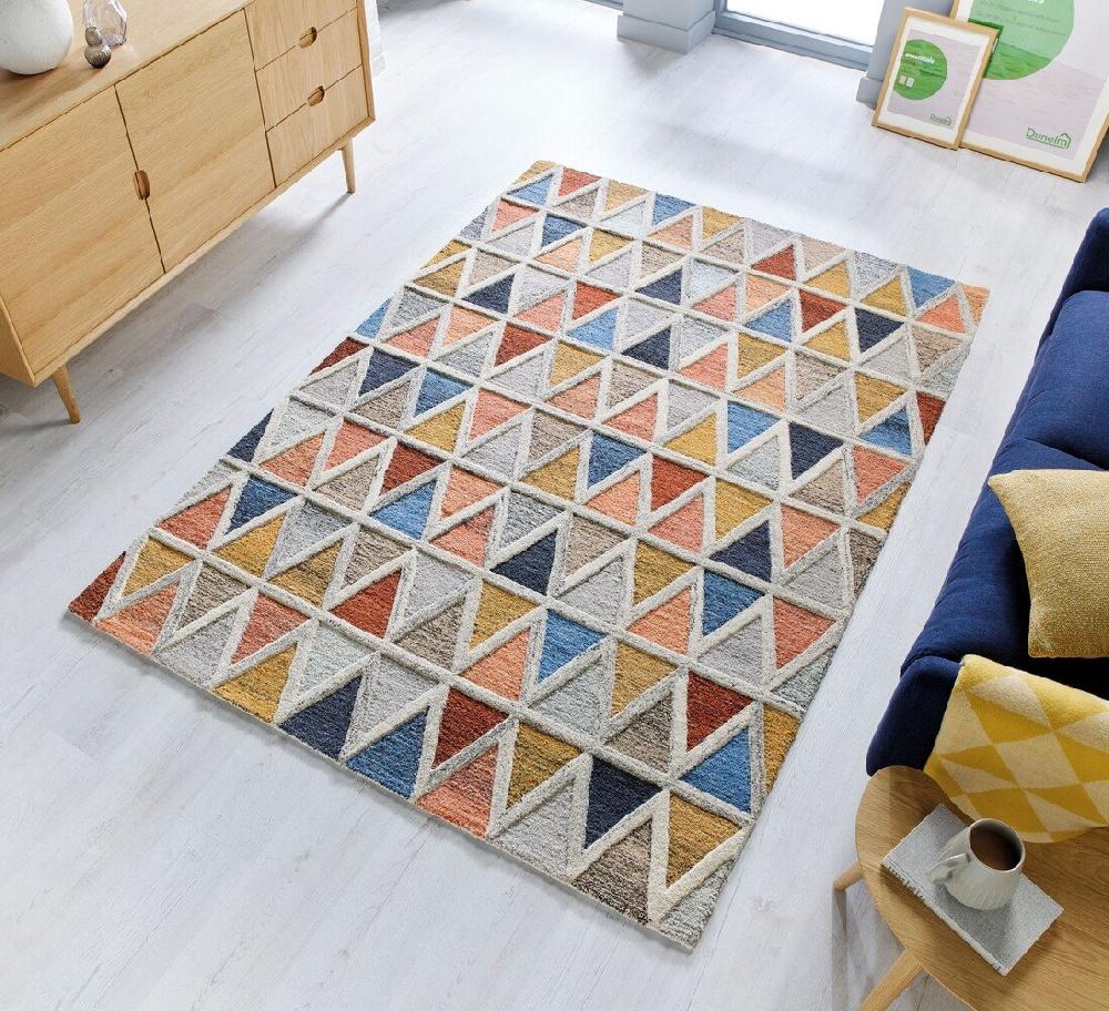 Flycarpets Moretz Vloerkleed - Laagpolig - 100% Wol - Geo Modern - Multi